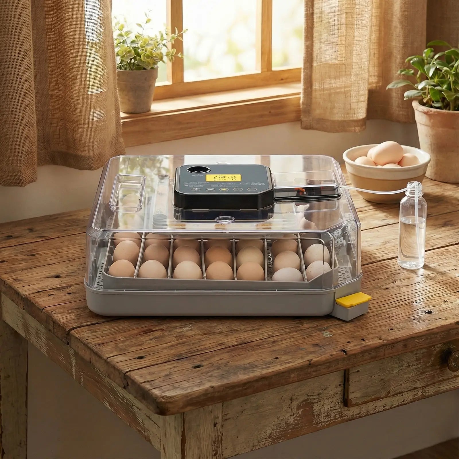 48-Egg Incubator 110V, Fully Automatic with Egg Turner & Temperature/Humidity Control, Clear Lid with LED Candler and Storage, for Hatching Chicken, Duck, Quail Eggs