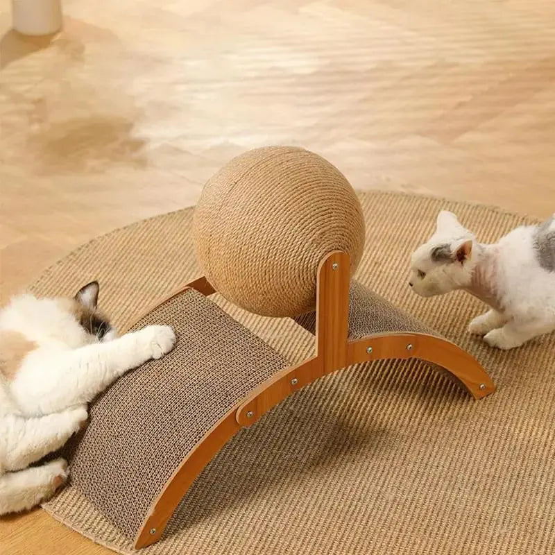 【Spring Collection Launch】 Cool Arch Bridge Cat Scratcher Natural Sisal Rope Ball Wood Stand Scratching Post Cool Cat Stuff Cat Toys Cat Furniture Indoor Cat Accessories