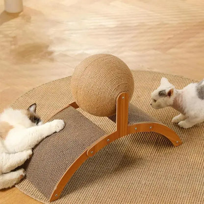 【Spring Collection Launch】 Cool Arch Bridge Cat Scratcher Natural Sisal Rope Ball Wood Stand Scratching Post Cool Cat Stuff Cat Toys Cat Furniture Indoor Cat Accessories