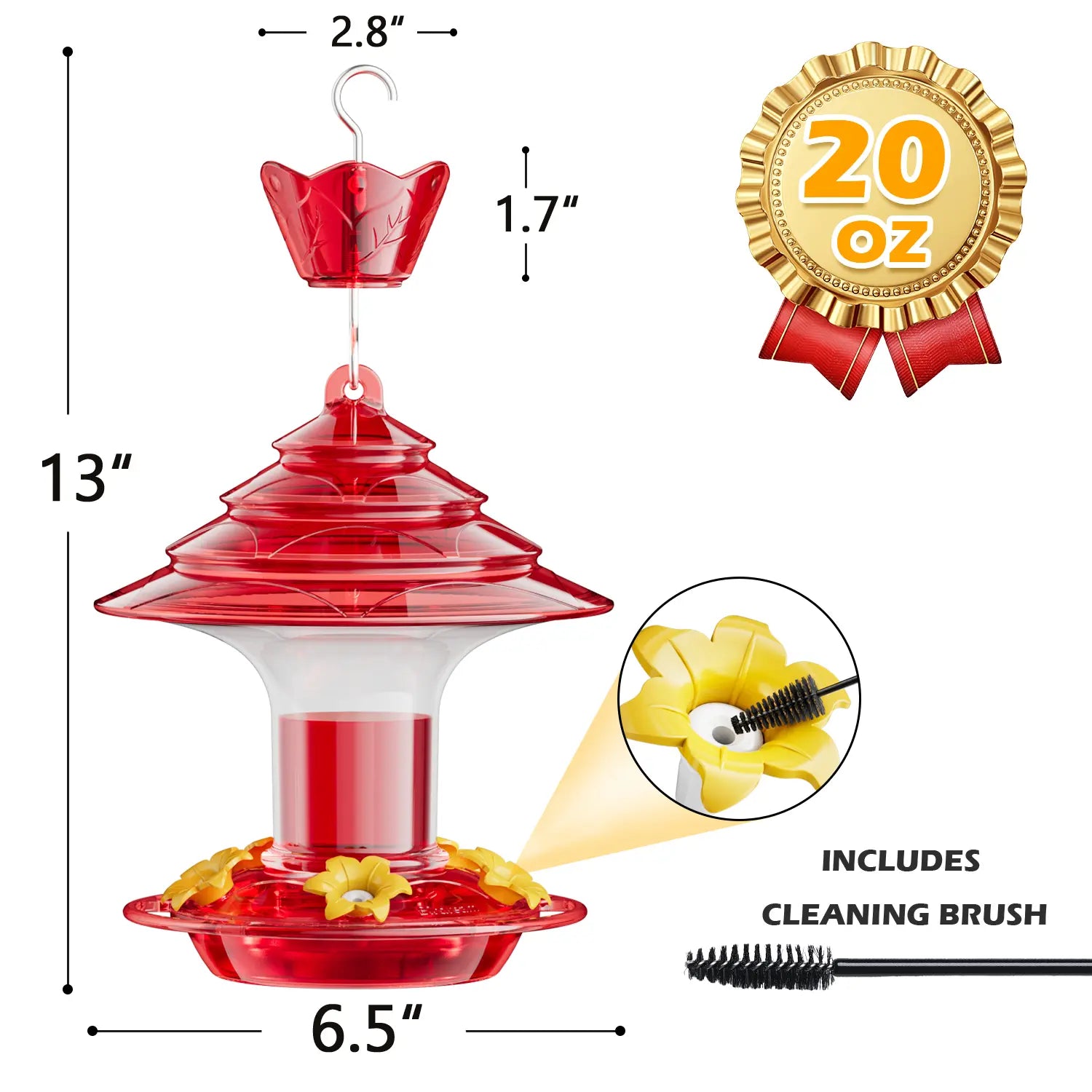 Birdream Hummingbird Feeder for Outdoors Hanging, Christmas-Tree Design 20Oz Hummingbird Feeders with 5 Bee Guard Feeding Ports & Built-In Ant Moat Brush Leak-Proof for outside Gifts for Halloween
