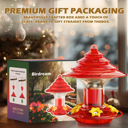 Birdream Hummingbird Feeder for Outdoors Hanging, Christmas-Tree Design 20Oz Hummingbird Feeders with 5 Bee Guard Feeding Ports & Built-In Ant Moat Brush Leak-Proof for outside Gifts for Halloween