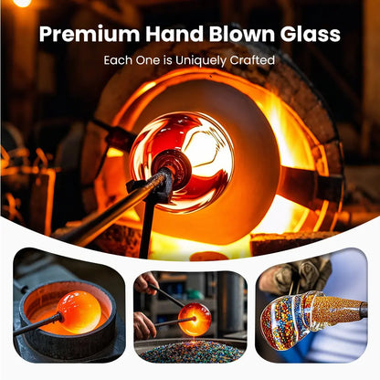 Vinguys Solar Hummingbird Feeder with Light – 13.5Oz Glass, 3-Port Garden Feeder, Auto-On at Night, Waterproof, Soft Glow