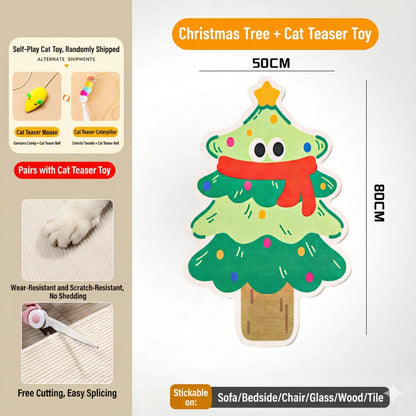 Smartwell Cute Cat Scratcher Mat Kawaii Wall Protector Self-Adhesive Felt Scratch Pad for Indoor Cats Wall Sofas Cabinet Door Wall Mounted Cat Scratching Activity Tree Interactive Cat Scratching Board with Bell Multi-Functional Cat Small Space