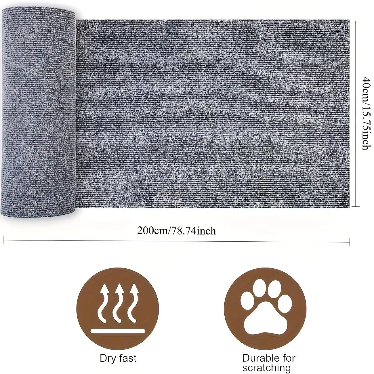 Self-Adhesive for Cat Scratch Mat 40Cmx200Cm - Trim-To-Fit Scratch Pad with Polyester Fiber, Multi-Color Options