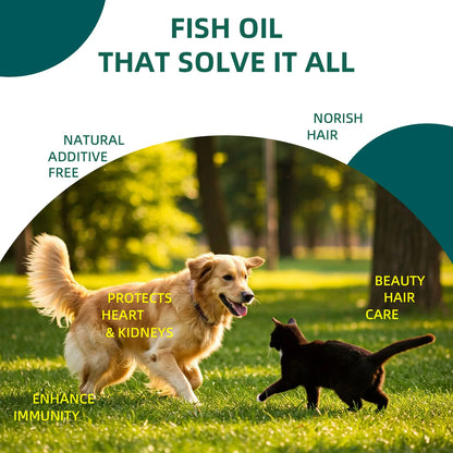 Vitapaws Aluminum Dog & Cat Fish Oil-30%High Purity Omega-3 - 100% Light-Proof & Microplastic-Free - Liquid Supplement for Shiny Coat, Itchy Skin Relief, Joint & Heart Support - 150Ml (5.07Oz)