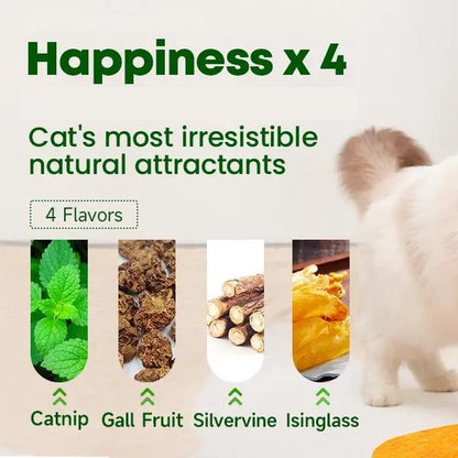 Catnip Toys Balls 4Pcs, Extra Energy Ball, Edible Kitten Silvervine Toys for Cats Lick, Healthy Teeth Cleaning Dental Toys, Cat Wall Treats (Green)