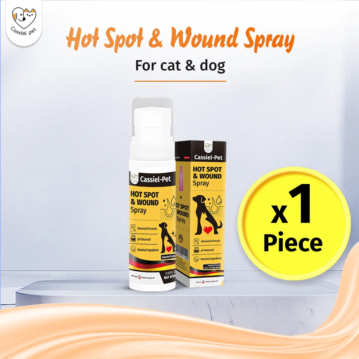 Cassiel Pet HOT SPOT&WOUND Spray,Pet Skin Sprays for Dogs&Cats-Nature Soothing Spray for Clean and Soft Skin,Reduces Itchy Scratching,Packaging Upgrade