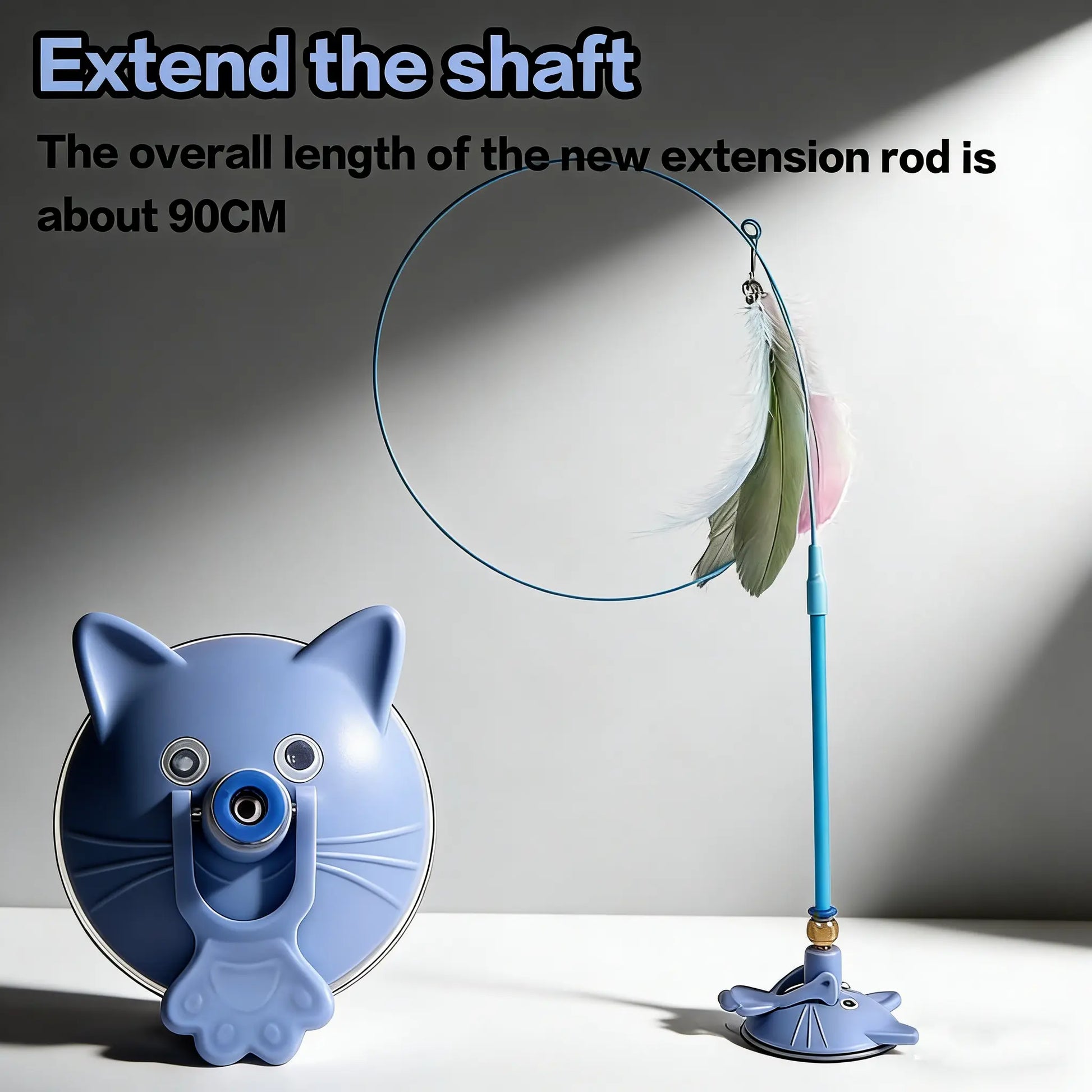 Cat Wand Toys with Suction Cup, Interactive Feathersimulation Cat Toy Set,Cat Teaser Cat Toys,Flexible Steelwire and 2Pcs Replacement Feather Reflls with Bells.Catteaser Pettoys Halloween Kitten Christmas Feathered