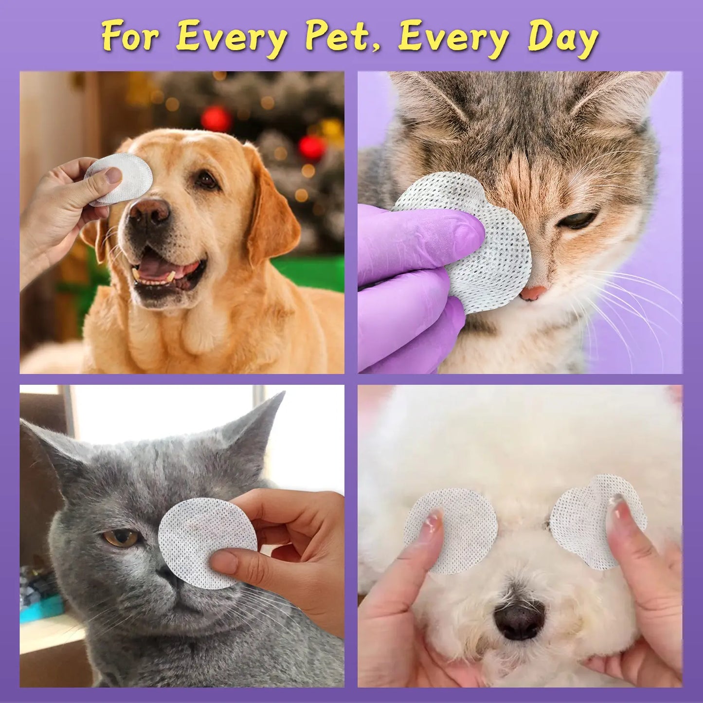 Pawbubble Eye Wipes for Dogs & Cats, Tear Stain Remover for Dogs, Gently Cleans Tear Stains and Debris, Safe for Sensitive Eyes, 120 Counts