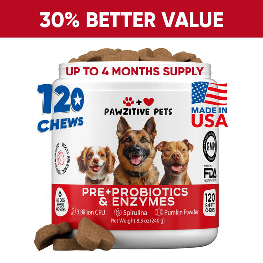 Pre+Probiotics for Dogs Digestive Health – 120 Soft Chews