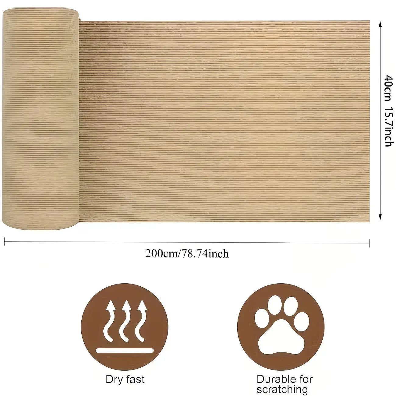 Self-Adhesive for Cat Scratch Mat 40Cmx200Cm - Trim-To-Fit Scratch Pad with Polyester Fiber, Multi-Color Options