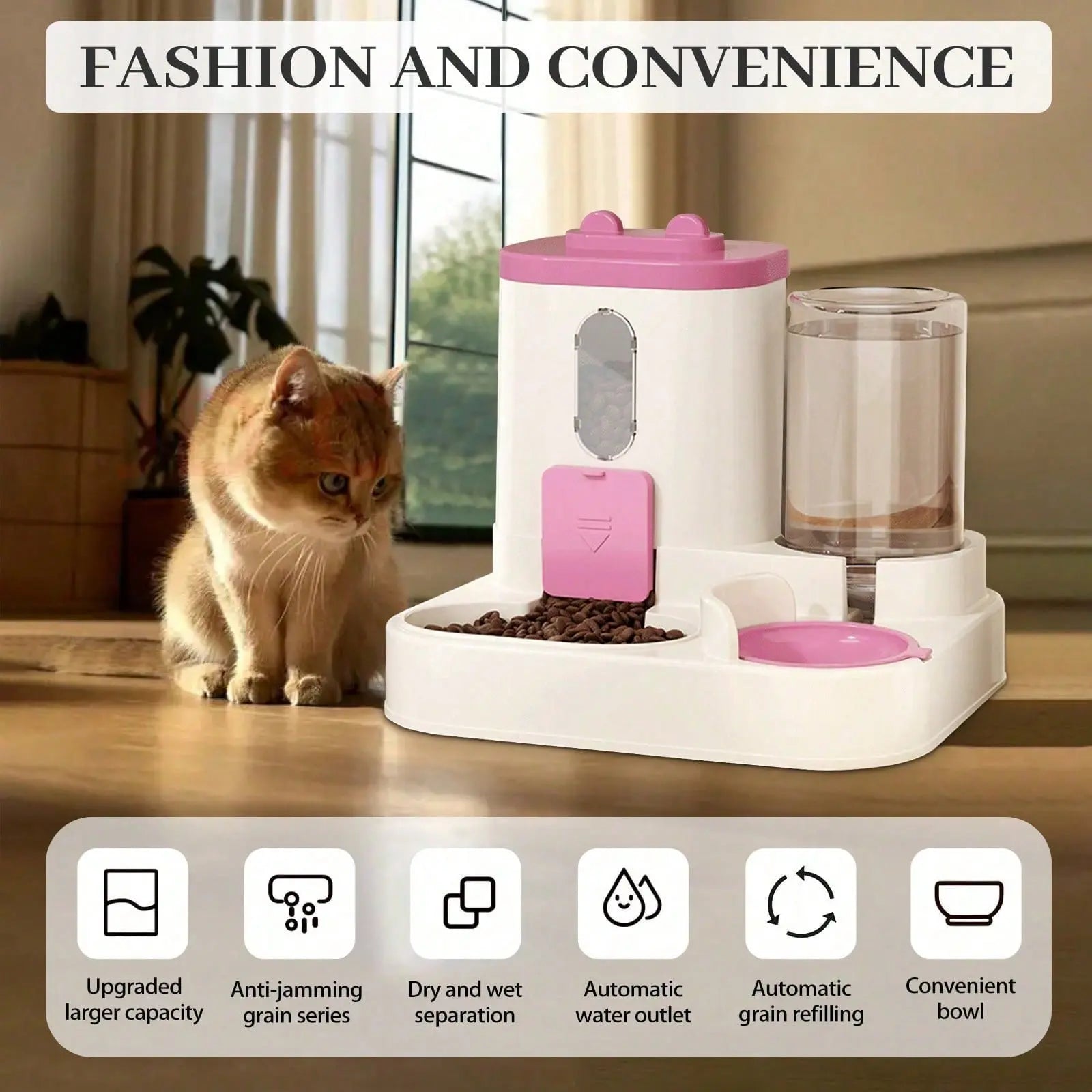 Automatic Pet Feeder with Water Dispenser – Large Capacity 2-In-1 Feeding Station for Cats & Dogs, Perfect Holiday Pet Care Gift