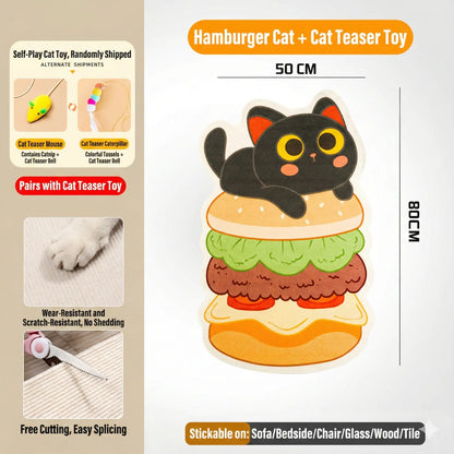 Smartwell Cute Cat Scratcher Mat Kawaii Wall Protector Self-Adhesive Felt Scratch Pad for Indoor Cats Wall Sofas Cabinet Door Wall Mounted Cat Scratching Activity Tree Interactive Cat Scratching Board with Bell Multi-Functional Cat Small Space