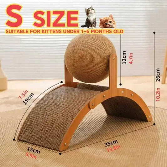 【Spring Collection Launch】 Cool Arch Bridge Cat Scratcher Natural Sisal Rope Ball Wood Stand Scratching Post Cool Cat Stuff Cat Toys Cat Furniture Indoor Cat Accessories