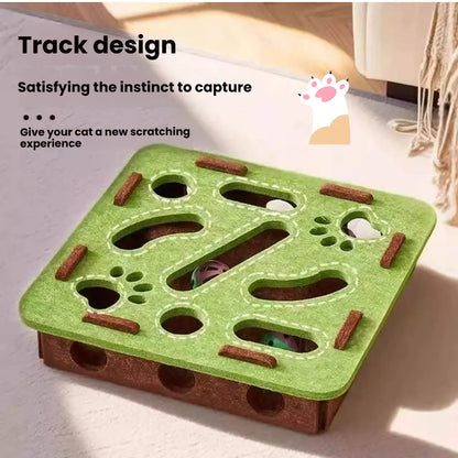 Felt Puzzle Maze Box Cat Toy - Interactive Hide & Seek Game with Bell Balls for Enrichment & Solo Play