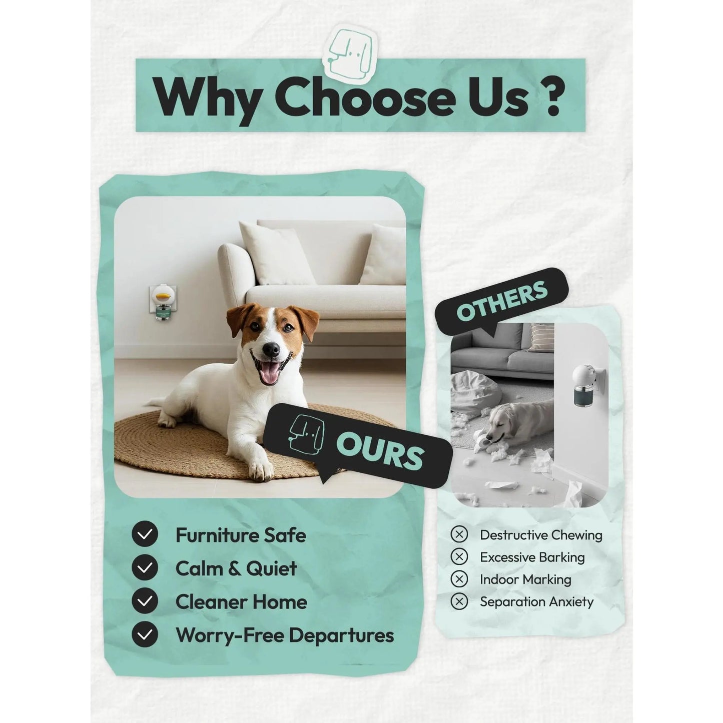 Dog Calming Diffuser Plug-In (1–3 Pack) – Natural Pheromone Support to Stop Stress Peeing, Barking & Anxiety, Safe & Effective for Dogs