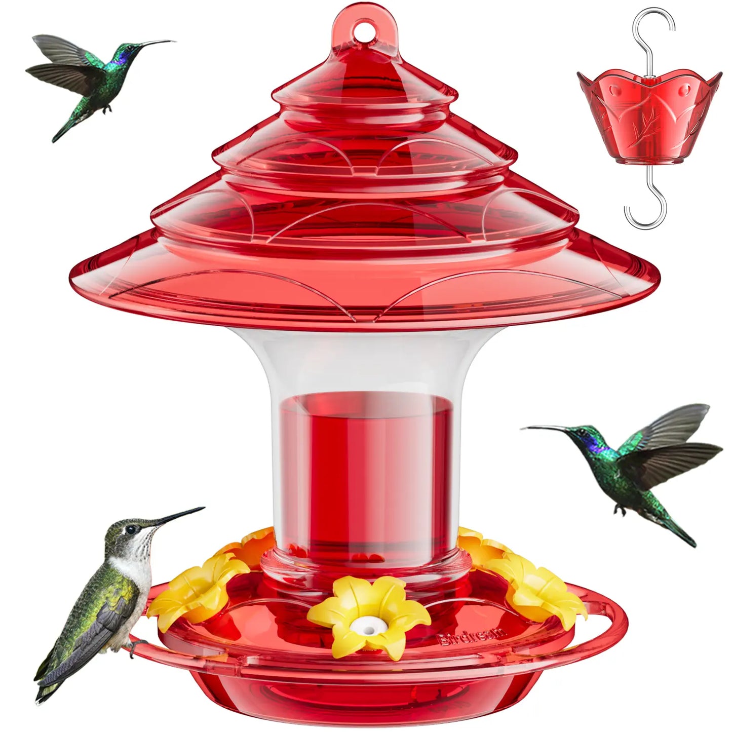 Birdream Hummingbird Feeder for Outdoors Hanging, Christmas-Tree Design 20Oz Hummingbird Feeders with 5 Bee Guard Feeding Ports & Built-In Ant Moat Brush Leak-Proof for outside Gifts for Halloween