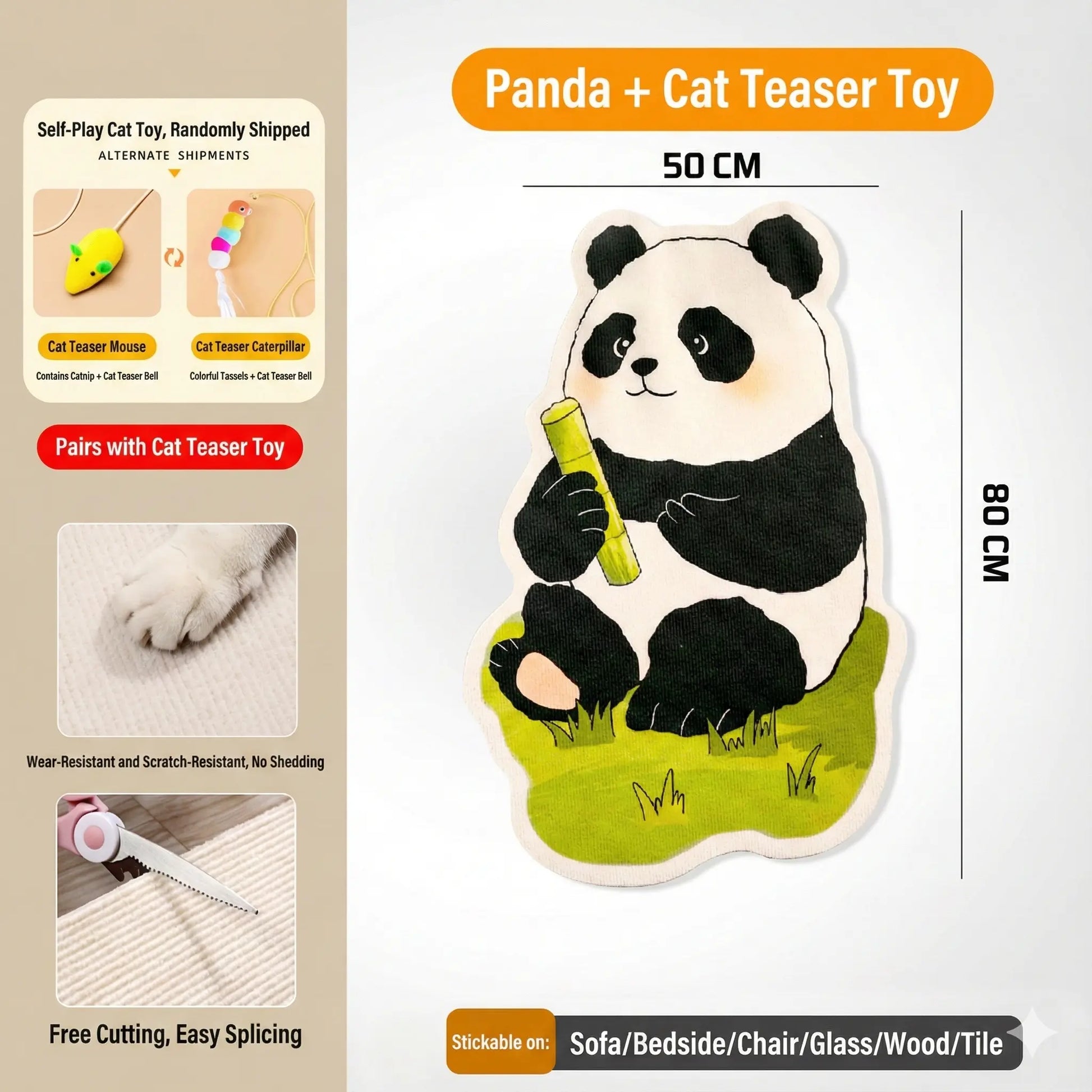 Smartwell Cute Cat Scratcher Mat Kawaii Wall Protector Self-Adhesive Felt Scratch Pad for Indoor Cats Wall Sofas Cabinet Door Wall Mounted Cat Scratching Activity Tree Interactive Cat Scratching Board with Bell Multi-Functional Cat Small Space