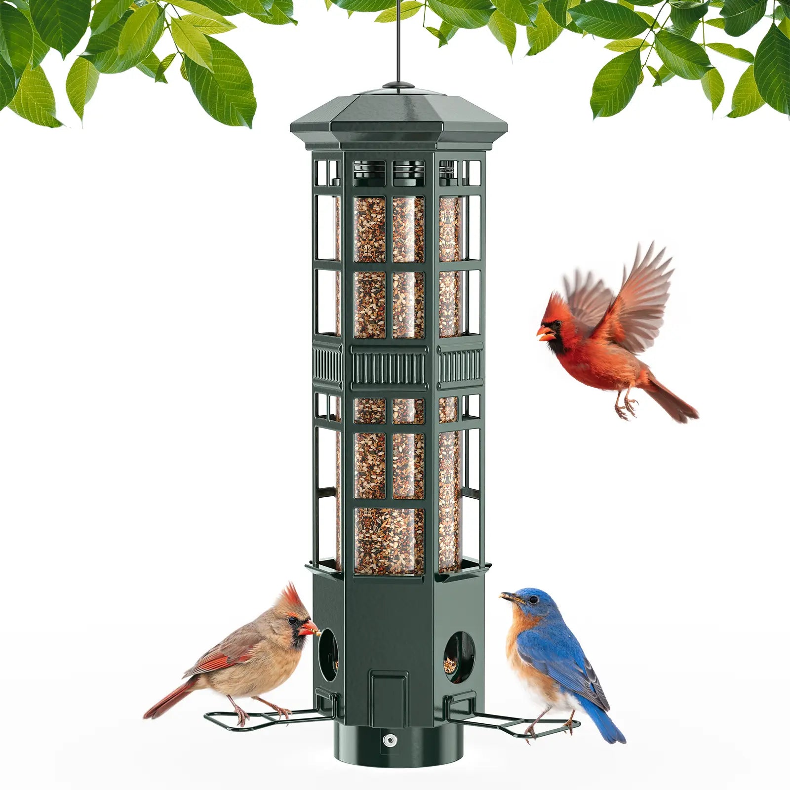 VINGUYS Squirrel-Proof Bird Feeder, Hanging Metal Mesh Outdoor Feeder, Gravity-Resistant, Squirrel-Proof Wild Bird Feeder with Finch