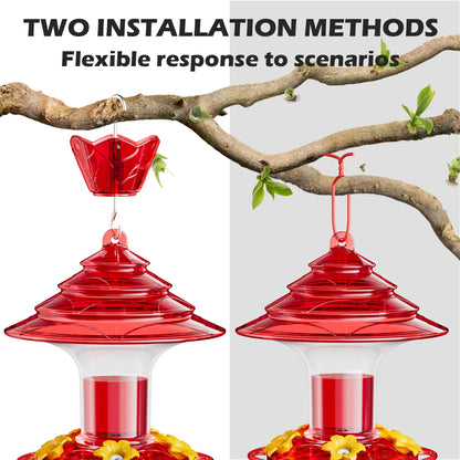 Birdream Hummingbird Feeder for Outdoors Hanging, Christmas-Tree Design 20Oz Hummingbird Feeders with 5 Bee Guard Feeding Ports & Built-In Ant Moat Brush Leak-Proof for outside Gifts for Halloween