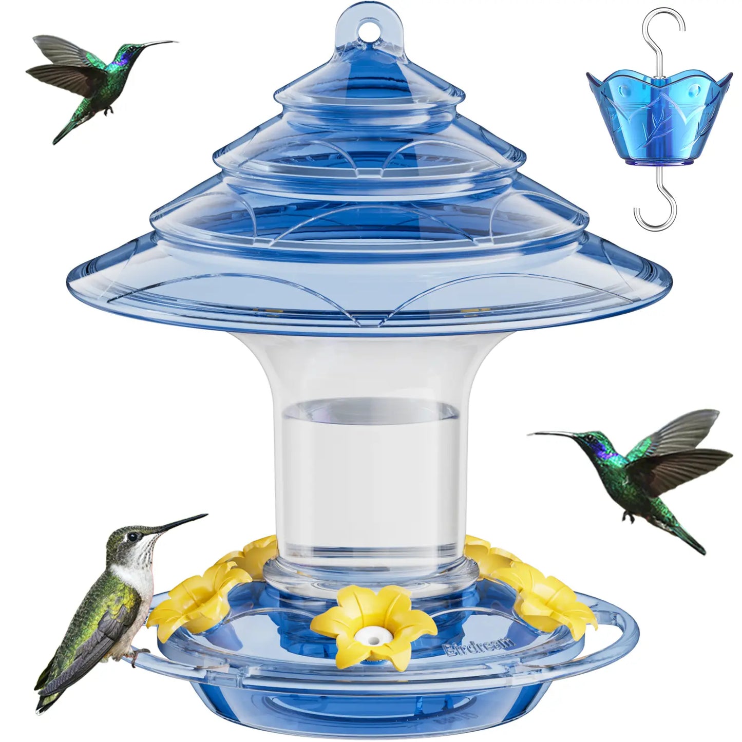 Birdream Hummingbird Feeder for Outdoors Hanging, Christmas-Tree Design 20Oz Hummingbird Feeders with 5 Bee Guard Feeding Ports & Built-In Ant Moat Brush Leak-Proof for outside Gifts for Halloween