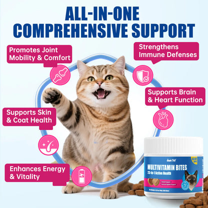 【Live Big Deal】Just Try All-In-One Cat Vitamin Bites for Overall Health Support - Cat Multivitamin with Taurine, L Lysine, Fish Oil for Immune, Heart, Vision & Skin Health - Delicious Soft Chews for Indoor Cats & Kittens