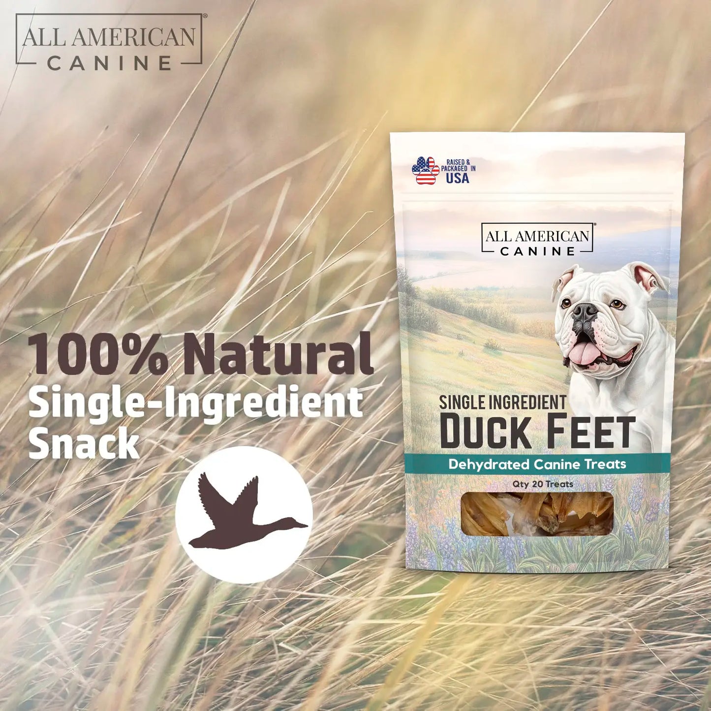 Duck Feet Dogs Chew Treats 20 CT – Single Ingredient, Natural, Dehydrated & Digestible – 20 COUNT of Healthy, Crunchy, Low-Fat, High-Protein Chew for Joint Support & Dental Health – Made in USA