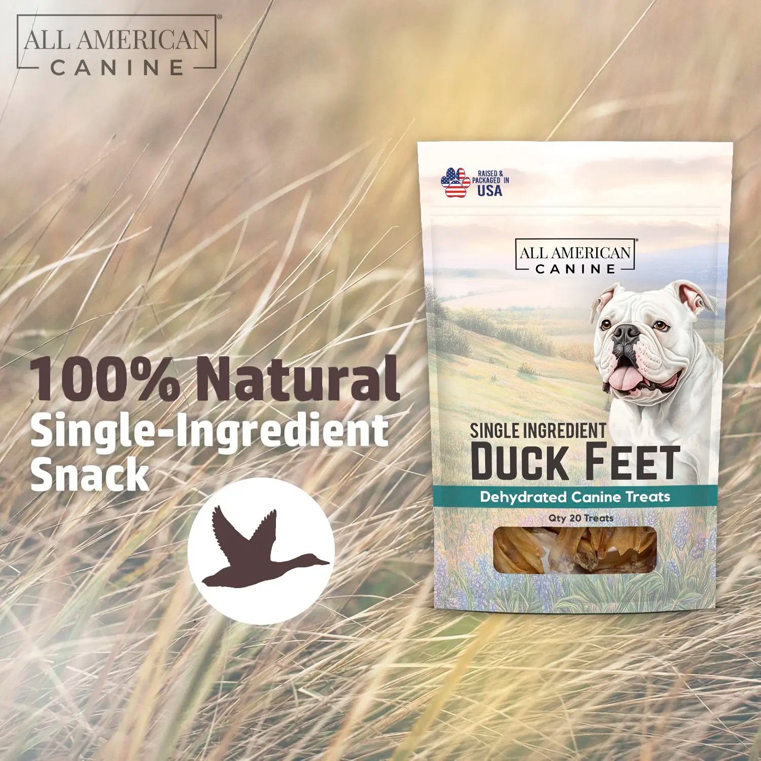 Duck Feet Dogs Chew Treats 20 CT – Single Ingredient, Natural, Dehydrated & Digestible – 20 COUNT of Healthy, Crunchy, Low-Fat, High-Protein Chew for Joint Support & Dental Health – Made in USA
