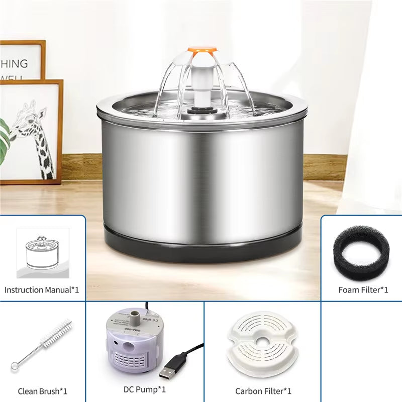 Quickly Transportable Pet Automatic Drinking Fountain Stainless Steel for Pet Cat Dog Feeder Drink Bowl Dog Drinking Fountain