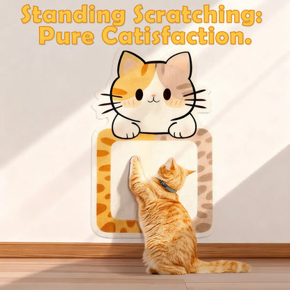 Smartwell Cute Cat Scratcher Mat Kawaii Wall Protector Self-Adhesive Felt Scratch Pad for Indoor Cats Wall Sofas Cabinet Door Wall Mounted Cat Scratching Activity Tree Interactive Cat Scratching Board with Bell Multi-Functional Cat Small Space