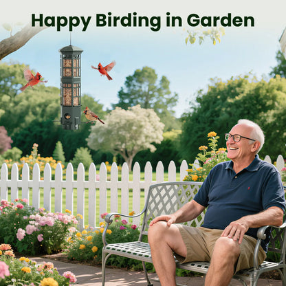 VINGUYS Squirrel-Proof Bird Feeder, Hanging Metal Mesh Outdoor Feeder, Gravity-Resistant, Squirrel-Proof Wild Bird Feeder with Finch