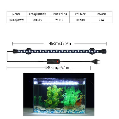 90-260V Aquarium Light LED Waterproof Fish Tank Clip Light Underwater Decor Lighting Submersible Lamp Plant Grow Lamp 18-58 CM