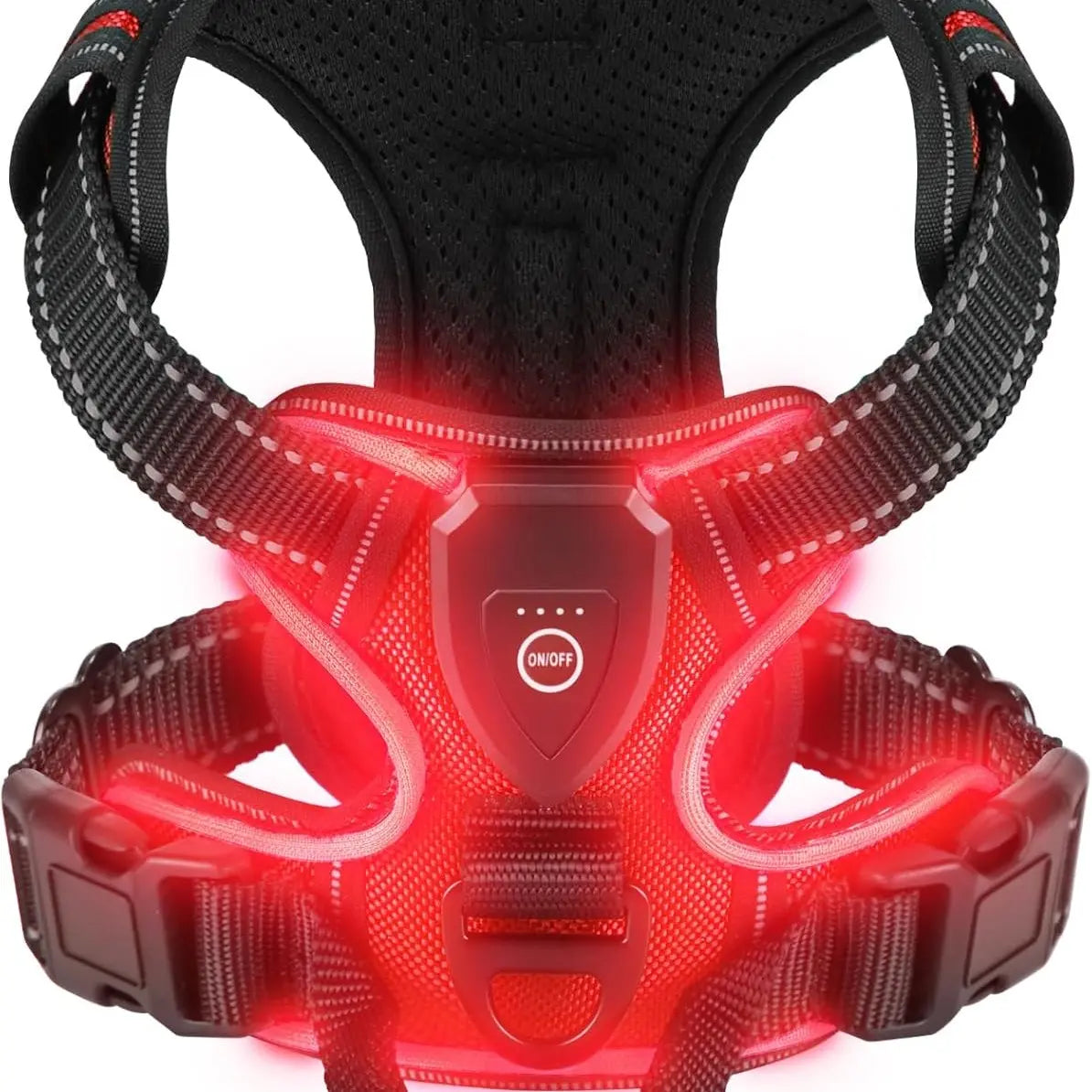 LED Glowing Luminous Dog Harnesses Essential for Dog Walking Safety at Night Dog Vest with Three LED Light Modes Rechargeable Adjustable Safety Harness