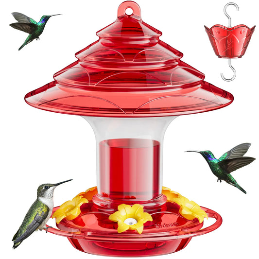 Birdream Hummingbird Feeder for Outdoors Hanging, Christmas-Tree Design 20Oz Hummingbird Feeders with 5 Bee Guard Feeding Ports & Built-In Ant Moat Brush Leak-Proof for outside Gifts for Halloween
