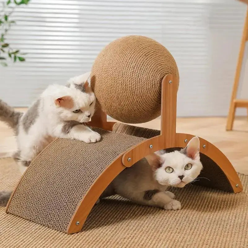 【Spring Collection Launch】 Cool Arch Bridge Cat Scratcher Natural Sisal Rope Ball Wood Stand Scratching Post Cool Cat Stuff Cat Toys Cat Furniture Indoor Cat Accessories