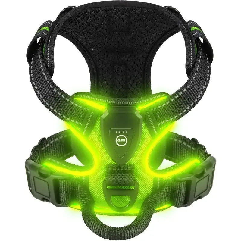 LED Glowing Luminous Dog Harnesses Essential for Dog Walking Safety at Night Dog Vest with Three LED Light Modes Rechargeable Adjustable Safety Harness