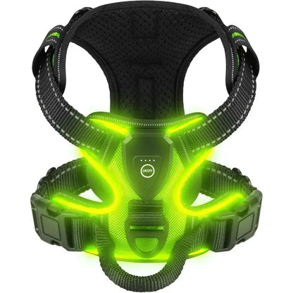 LED Glowing Luminous Dog Harnesses Essential for Dog Walking Safety at Night Dog Vest with Three LED Light Modes Rechargeable Adjustable Safety Harness