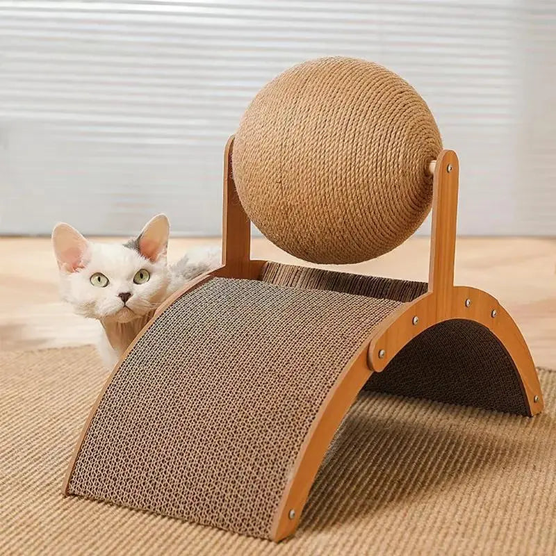 【Spring Collection Launch】 Cool Arch Bridge Cat Scratcher Natural Sisal Rope Ball Wood Stand Scratching Post Cool Cat Stuff Cat Toys Cat Furniture Indoor Cat Accessories