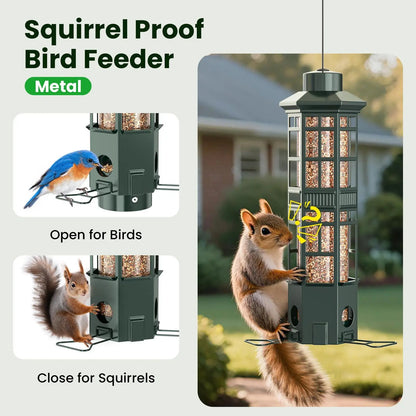 VINGUYS Squirrel-Proof Bird Feeder, Hanging Metal Mesh Outdoor Feeder, Gravity-Resistant, Squirrel-Proof Wild Bird Feeder with Finch