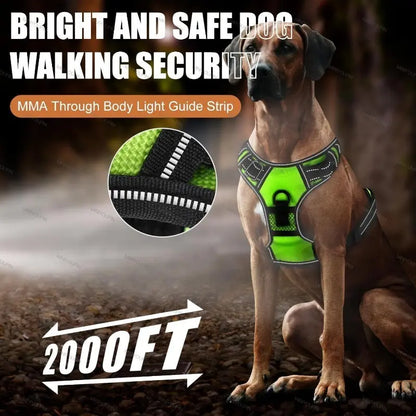 LED Glowing Luminous Dog Harnesses Essential for Dog Walking Safety at Night Dog Vest with Three LED Light Modes Rechargeable Adjustable Safety Harness