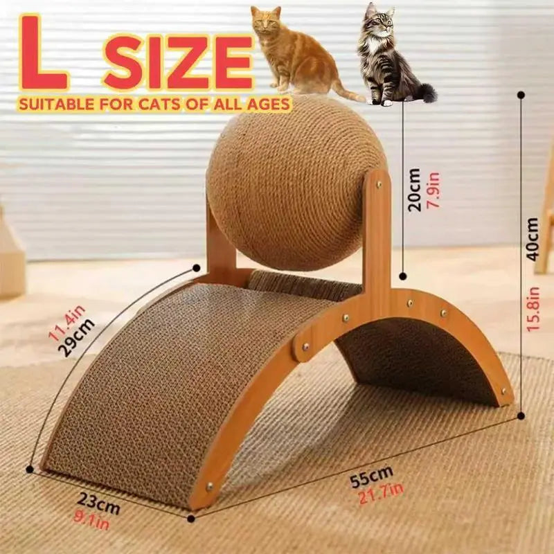 【Spring Collection Launch】 Cool Arch Bridge Cat Scratcher Natural Sisal Rope Ball Wood Stand Scratching Post Cool Cat Stuff Cat Toys Cat Furniture Indoor Cat Accessories