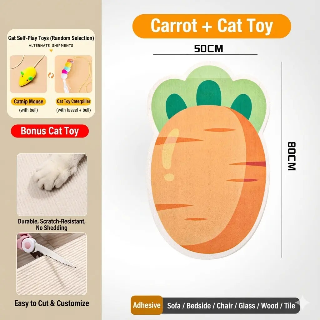 Smartwell Cute Cat Scratcher Mat Kawaii Wall Protector Self-Adhesive Felt Scratch Pad for Indoor Cats Wall Sofas Cabinet Door Wall Mounted Cat Scratching Activity Tree Interactive Cat Scratching Board with Bell Multi-Functional Cat Small Space