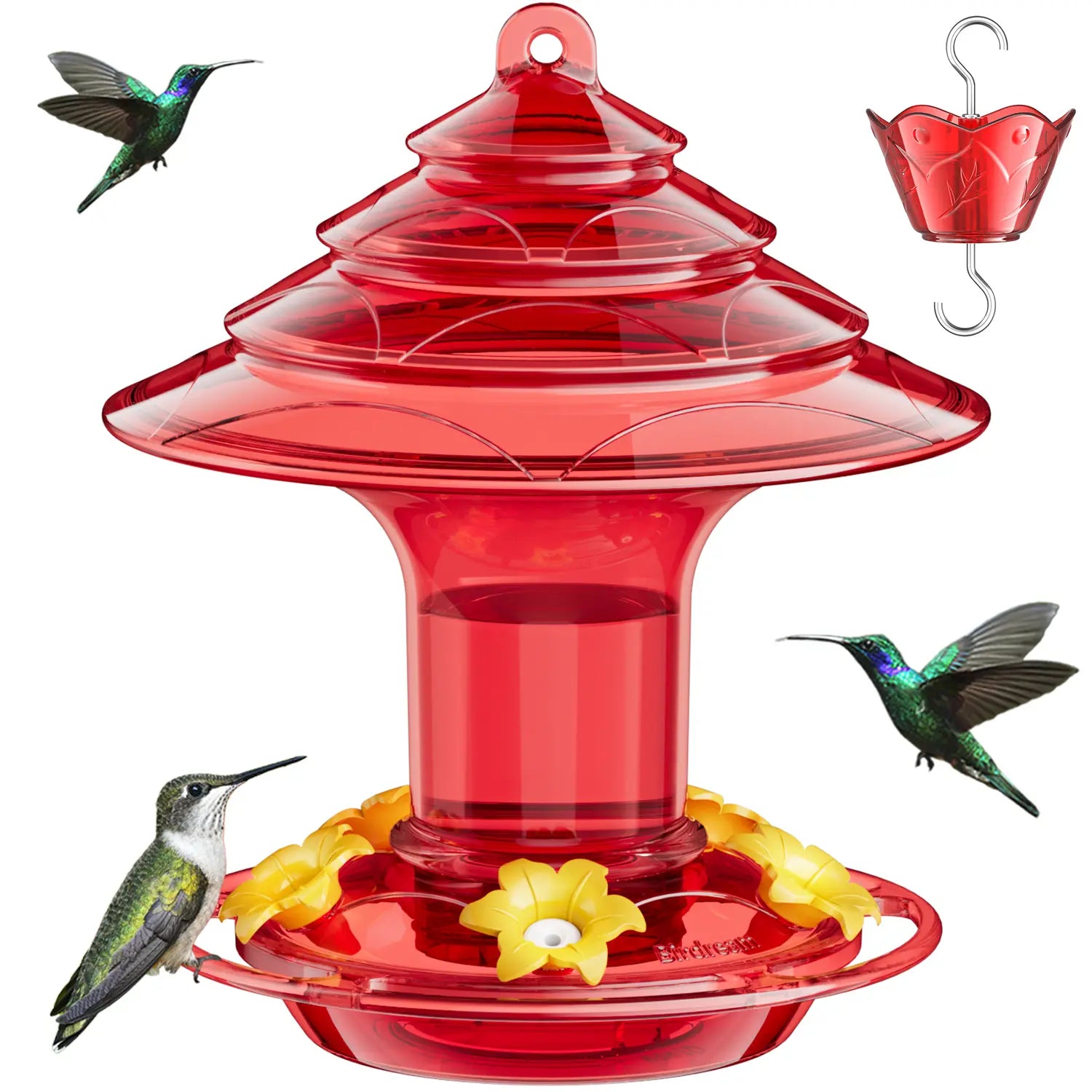 Birdream Hummingbird Feeder for Outdoors Hanging, Christmas-Tree Design 20Oz Hummingbird Feeders with 5 Bee Guard Feeding Ports & Built-In Ant Moat Brush Leak-Proof for outside Gifts for Halloween