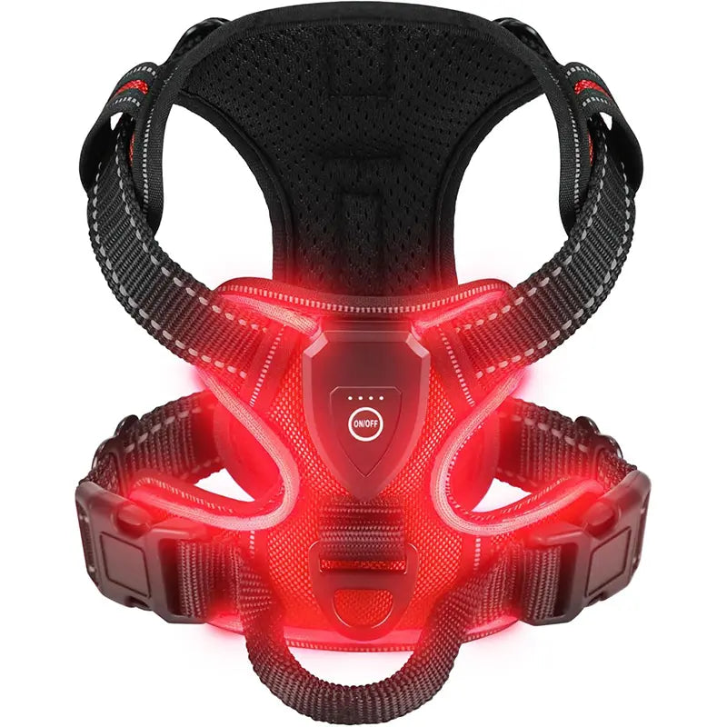 LED Glowing Luminous Dog Harnesses Essential for Dog Walking Safety at Night Dog Vest with Three LED Light Modes Rechargeable Adjustable Safety Harness