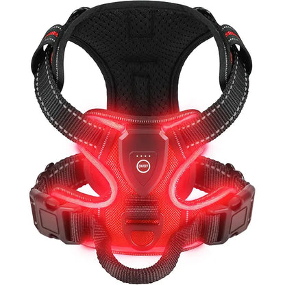 LED Glowing Luminous Dog Harnesses Essential for Dog Walking Safety at Night Dog Vest with Three LED Light Modes Rechargeable Adjustable Safety Harness