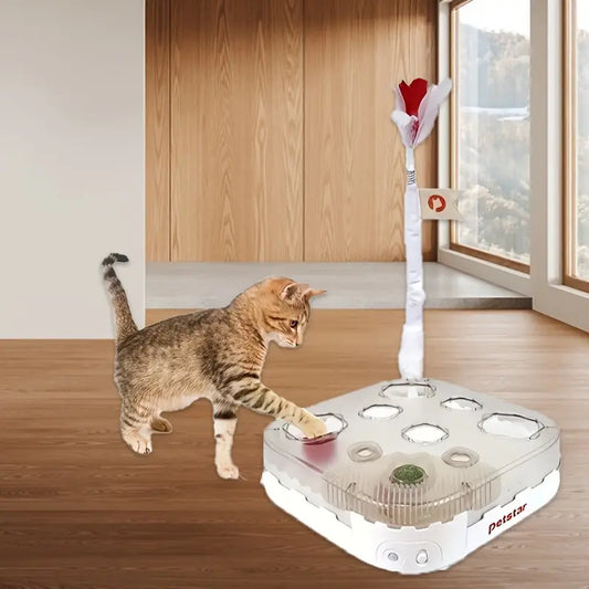 Automatic Cat Toys for Indoor Cats - 3-In-1 Automatic Kitten Toys with Feather and Ball for Pet Fun Exercise