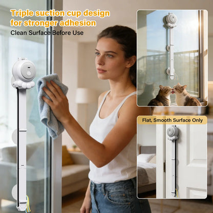 HAPPYCODE 2-In-1 Electric Cat Wand – Rechargeable Auto Indoor Toy, Suction & Hanging Design, 2 Modes (Track Chase + Bounce), Perfect for Kittens & Adult Cats, Ultimate Cat Gift,Stimulating Cat Toys