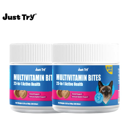 【Live Big Deal】Just Try All-In-One Cat Vitamin Bites for Overall Health Support - Cat Multivitamin with Taurine, L Lysine, Fish Oil for Immune, Heart, Vision & Skin Health - Delicious Soft Chews for Indoor Cats & Kittens