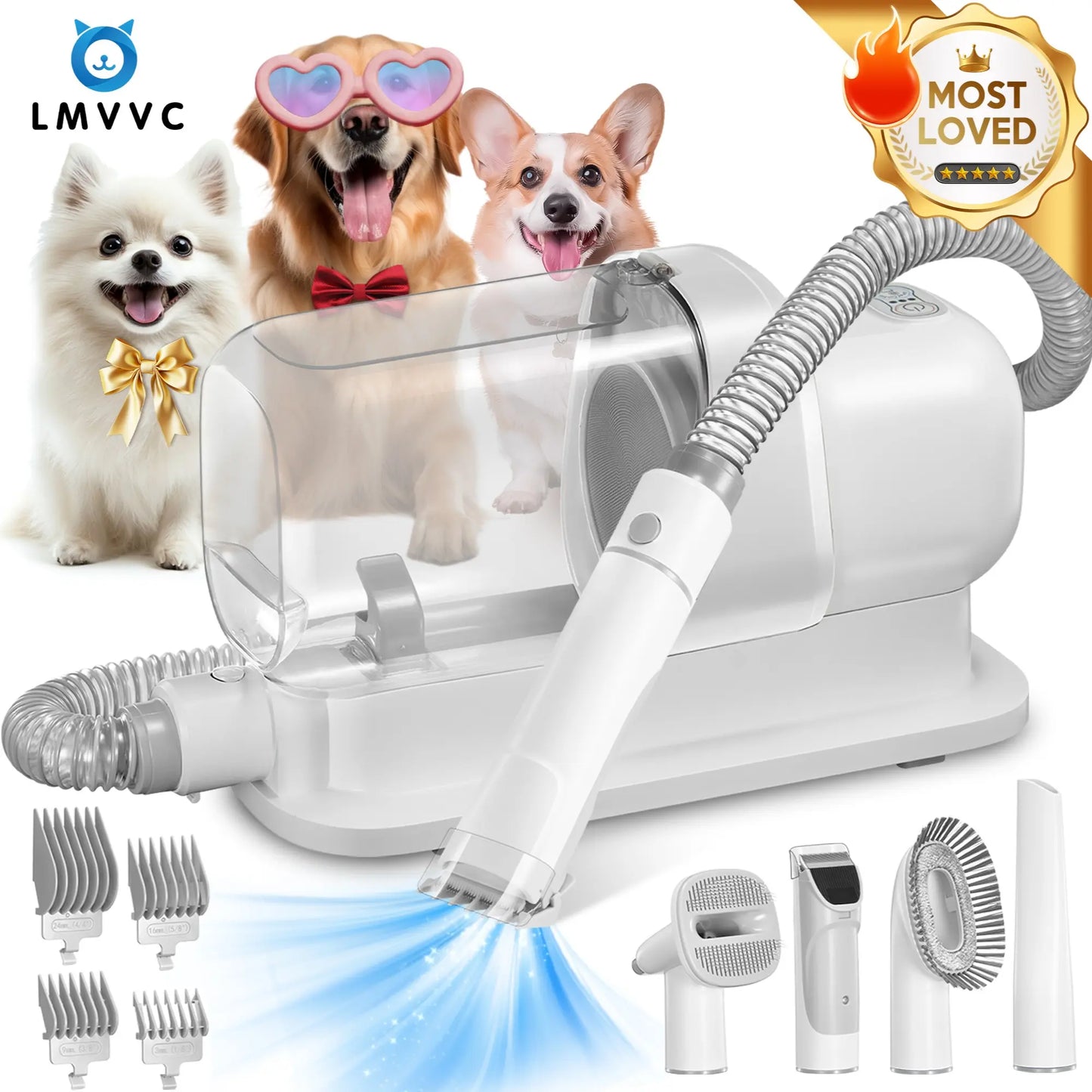 LMVVC Pet Grooming Kit with Vacuum for Dogs and Cats Groomer Tools Poodle Puppy Cleaning