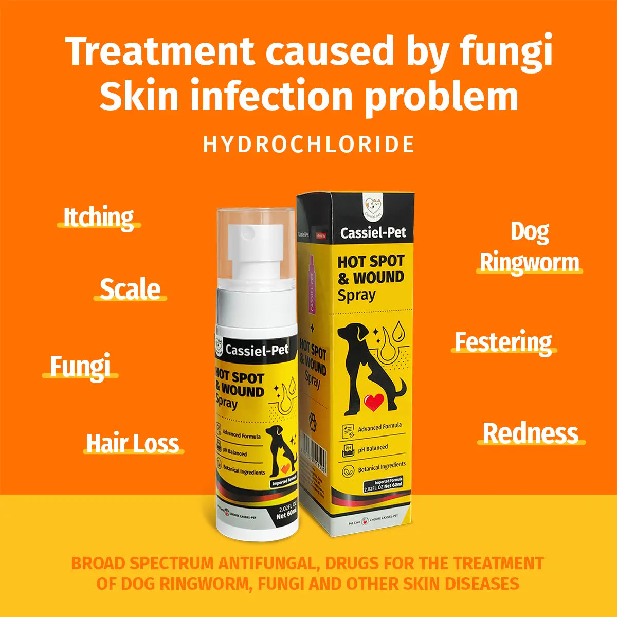 Cassiel Pet HOT SPOT&WOUND Spray,Pet Skin Sprays for Dogs&Cats-Nature Soothing Spray for Clean and Soft Skin,Reduces Itchy Scratching,Packaging Upgrade